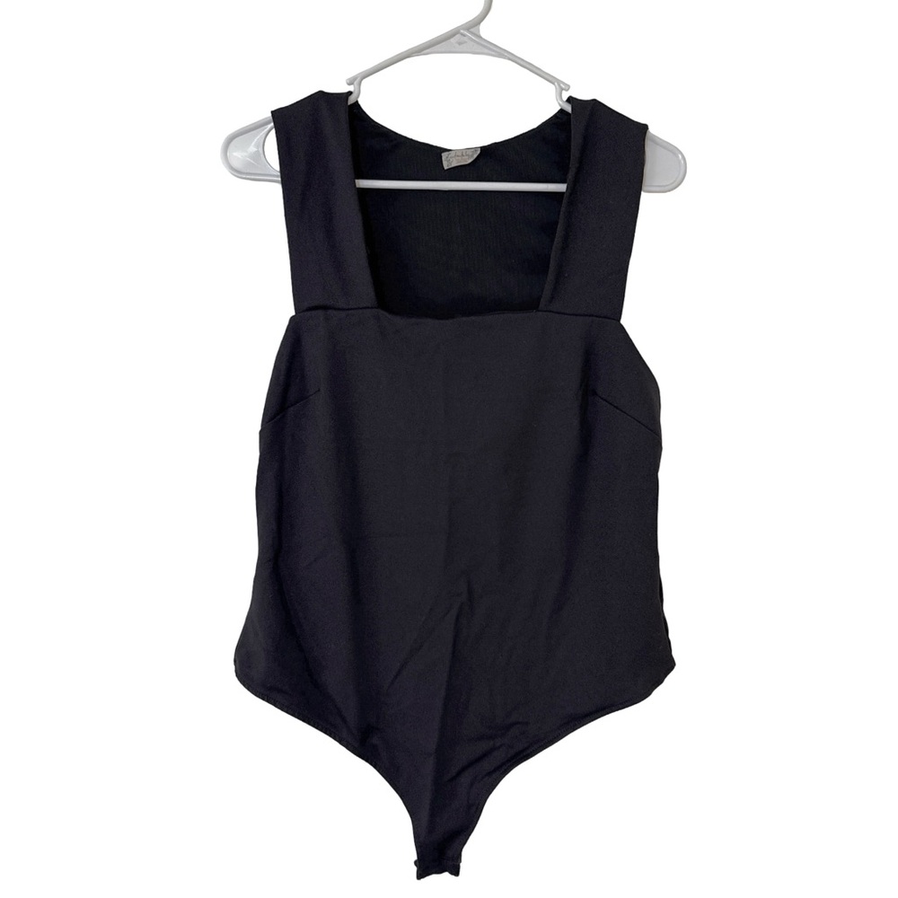 INTIMATELY FREE PEOPLE FP Bodysuit Large Black One Piece Snap Sleeveless Thong